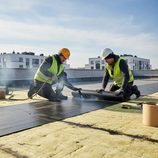 Pose de membrane d’étanchéité sur toiture plate dans le 94